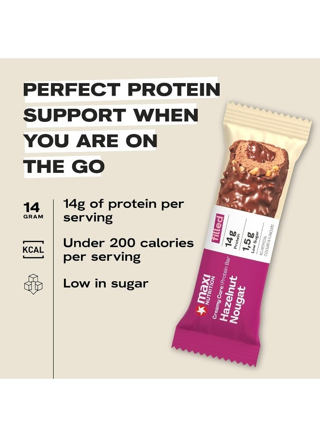 Maxi Nutrition Hazelnut & Nougat Creamy Core Protein Bar (Pack of 12 x 45 Grams each) | With 15g Of Protein | Low Sugar | Fat Free | High Protein Snack | No Artificial Flavors & Colour Added - Image 2